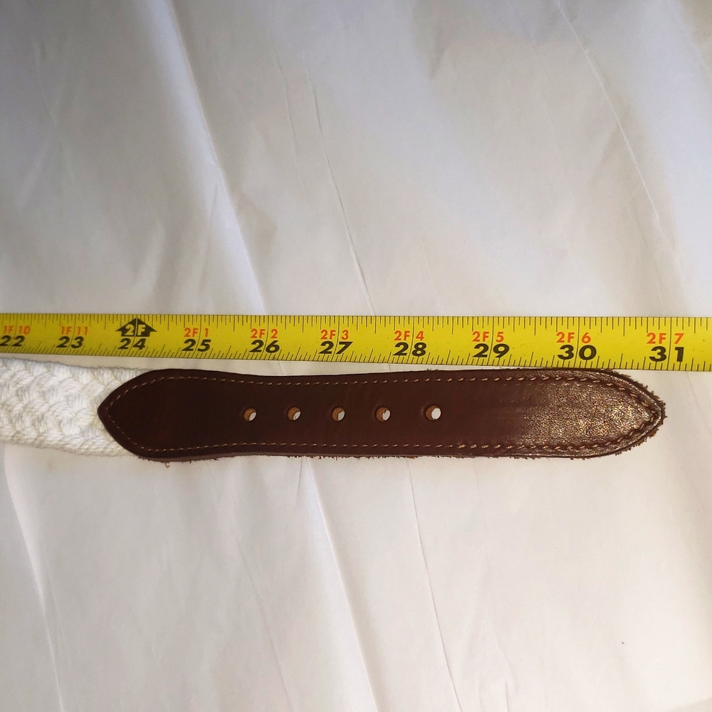 Eddie Bauer NEW Woven/Leather Trim BELT White NWOT White Brown Women's M - Picture 10 of 10